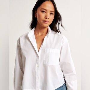 Abercrombie & Fitch Cropped Poplin Button-Up Shirt Size Small NWT